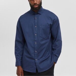 Macy’s Mode of One Men's Navy Blue Casual Button Down Collared Shirt